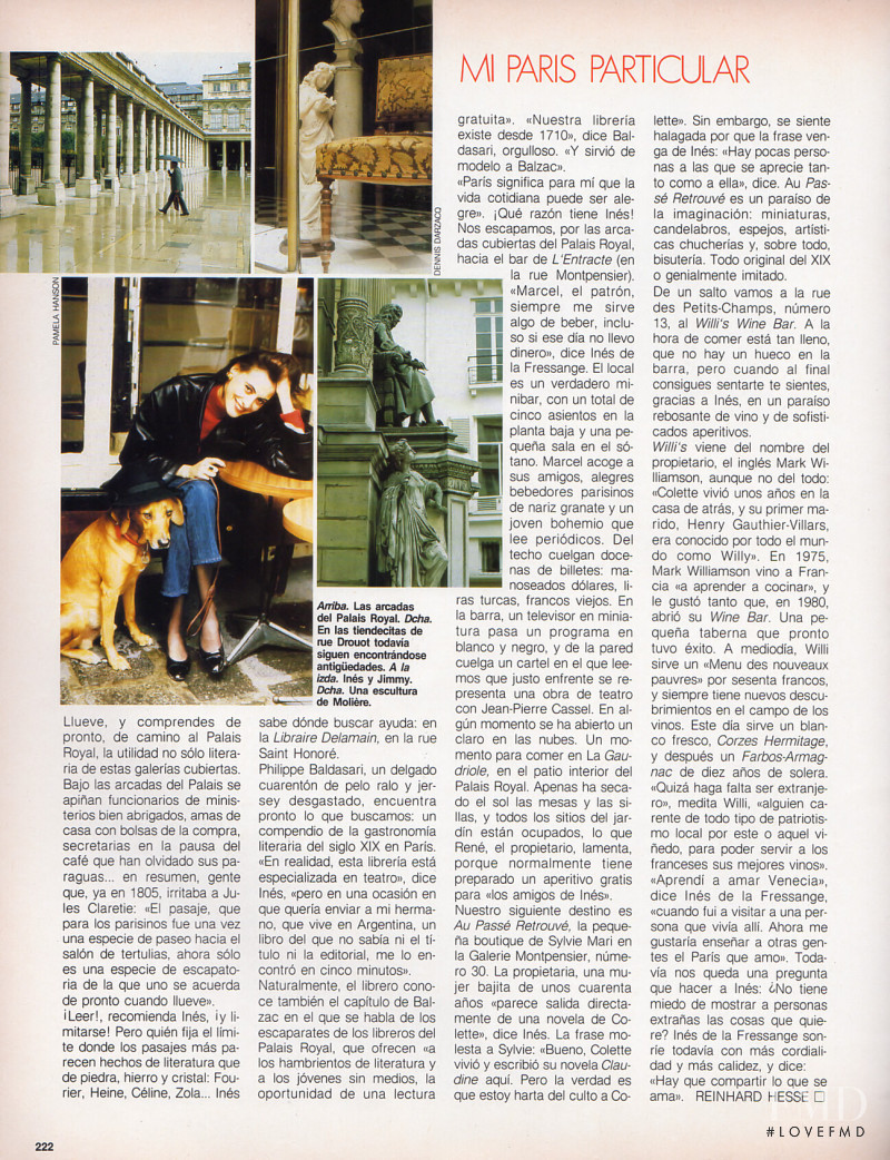 Ines de la Fressange featured in Mi Paris Particular, December 1988