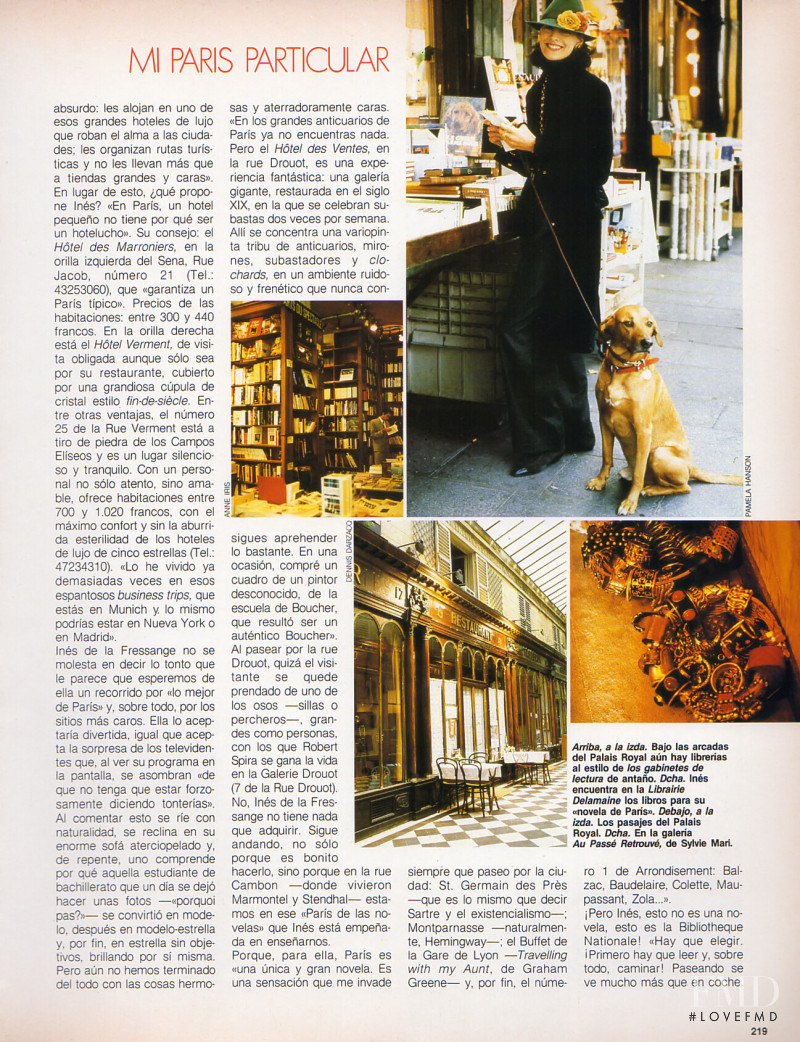 Ines de la Fressange featured in Mi Paris Particular, December 1988