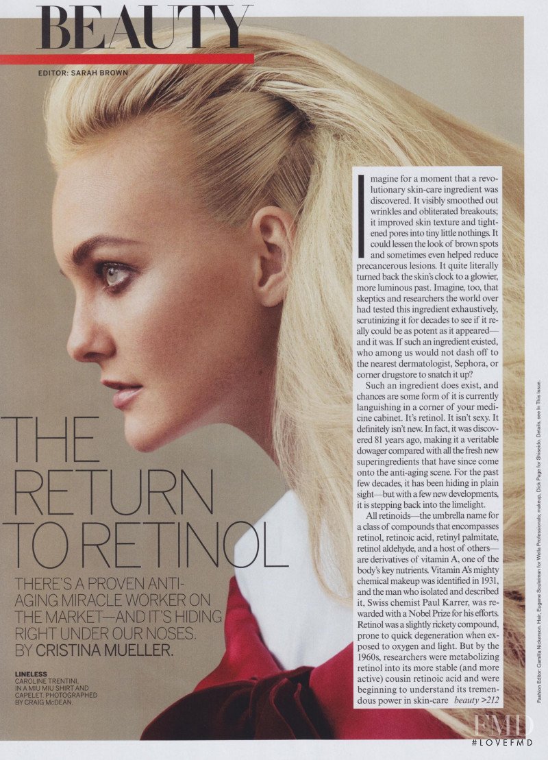 Caroline Trentini featured in Beauty - Skin: The Return to Retinol, April 2012