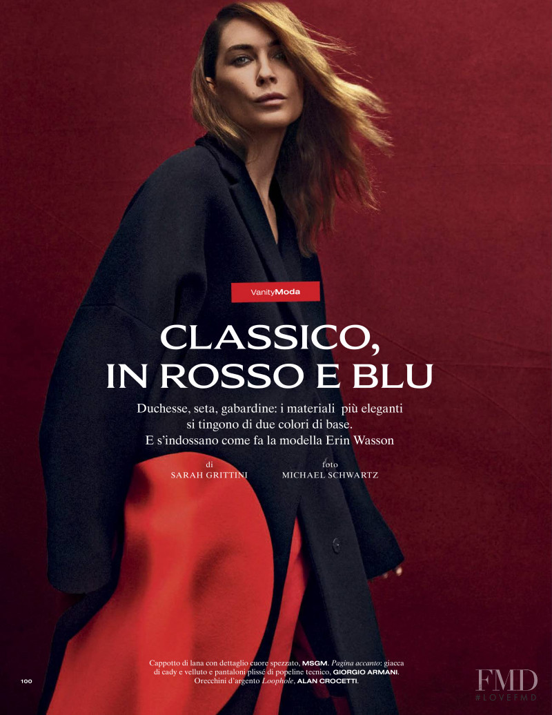 Erin Wasson featured in Classico, In Rosso Blu, November 2019