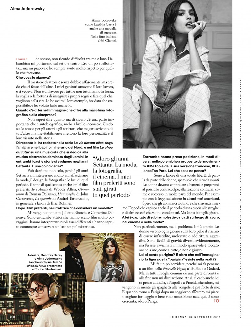 Alma Jodorowsky featured in Sono Un Artista Non Sono Una Ribelle, November 2019