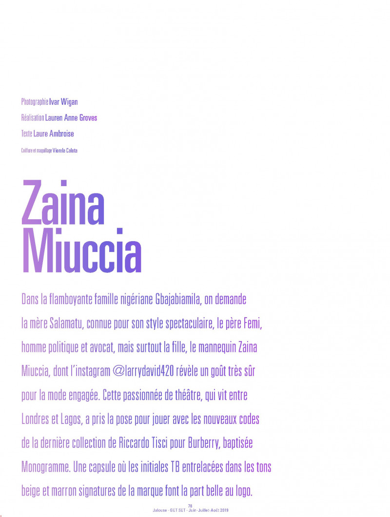 Zaina Miuccia, June 2019