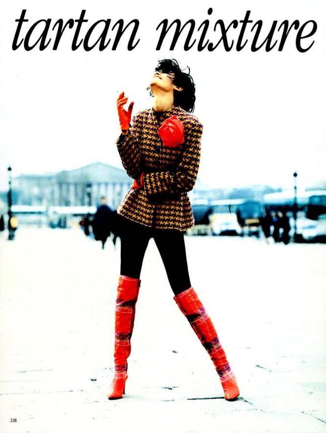 Helena Christensen featured in Tartan Mixture, September 1991