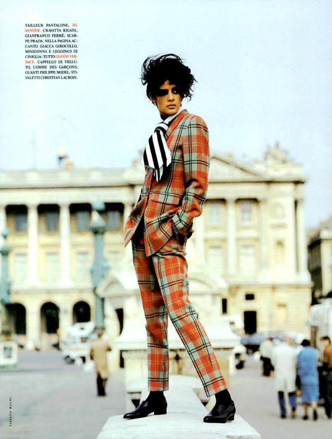 Nadege du Bospertus featured in Tartan Mixture, September 1991