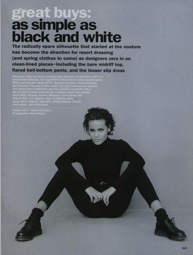 Nadege du Bospertus featured in Great Buys: As Simple as Black , November 1992