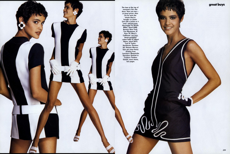 Nadege du Bospertus featured in Great Buys: Navy and White, February 1991