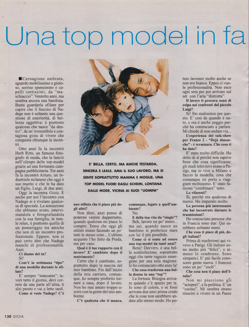 Nadege du Bospertus featured in Una top mdel in famiglia, November 1996