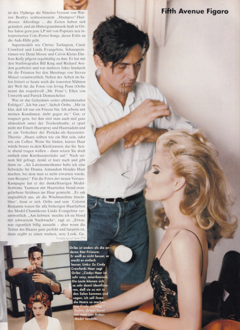 Claudia Schiffer featured in Fifth Avenue Figaro, April 1992