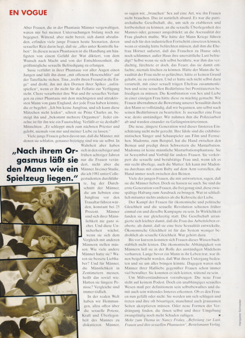 Claudia Schiffer featured in Sex, wut , April 1992