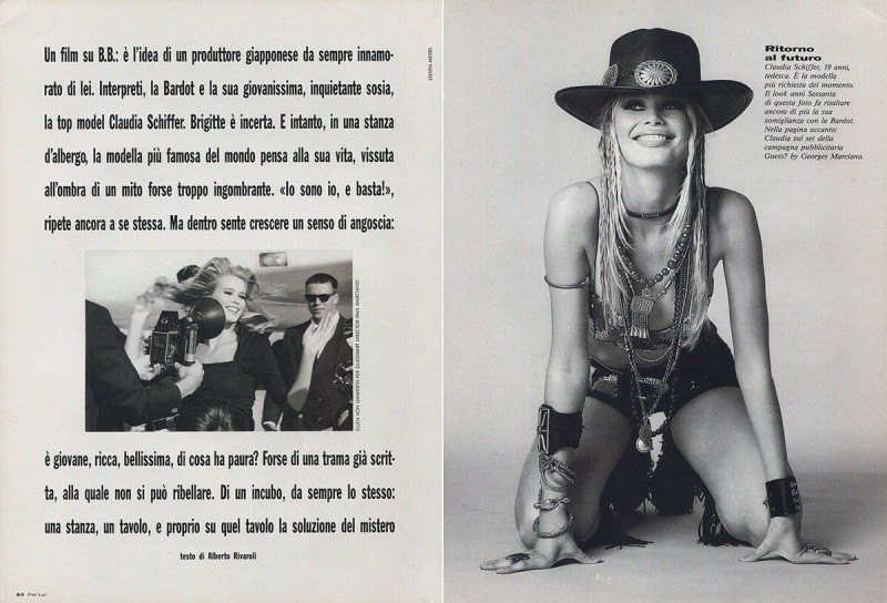 Claudia Schiffer featured in La Nuova B.B. E\' Un Mistero, September 1990