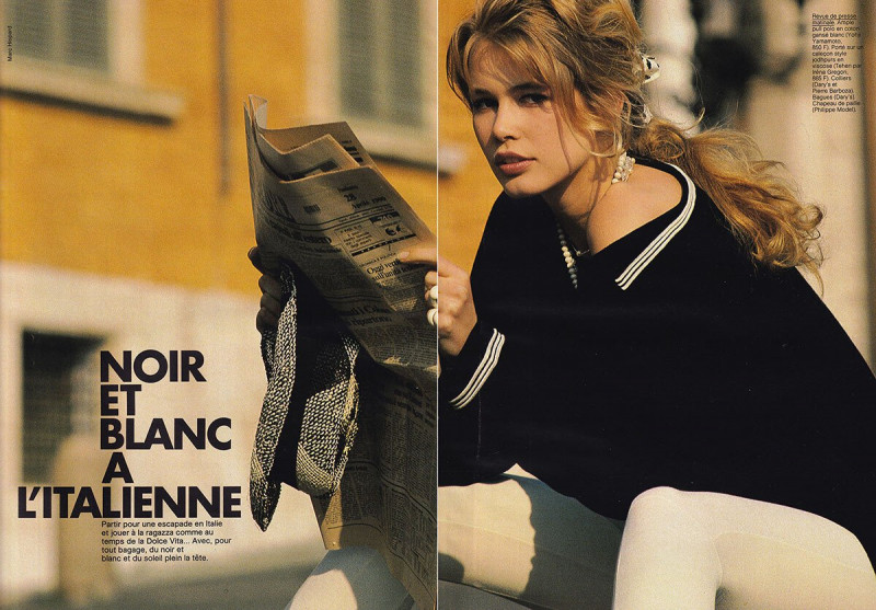 Claudia Schiffer featured in Noir et Blanc a L\'Italienne, August 1990