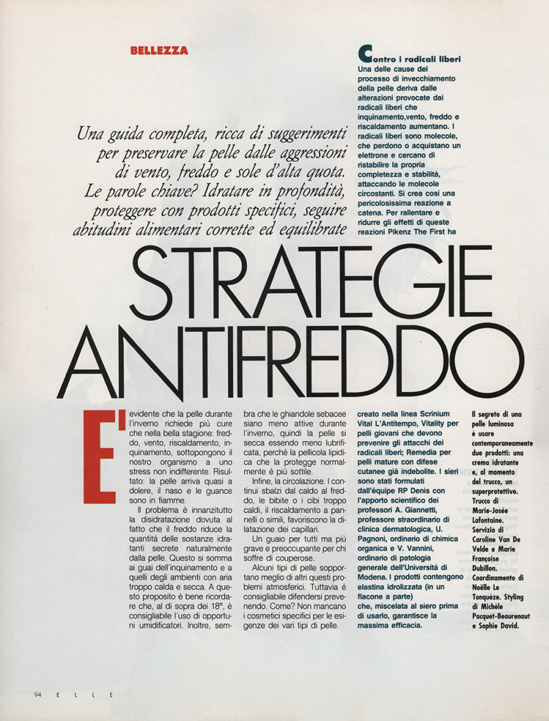 bellezza: strategie antifreddo, January 1989