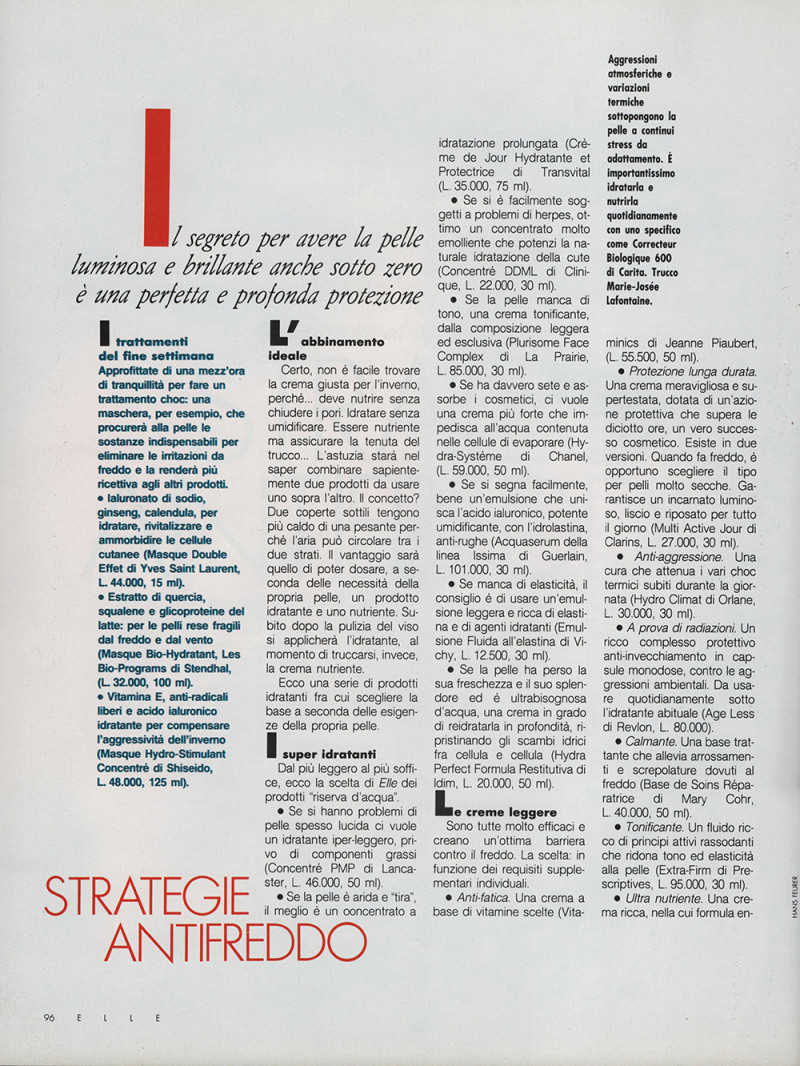 bellezza: strategie antifreddo, January 1989