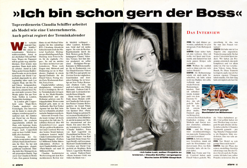 Claudia Schiffer featured in Das fleißige Gretchen, September 1995