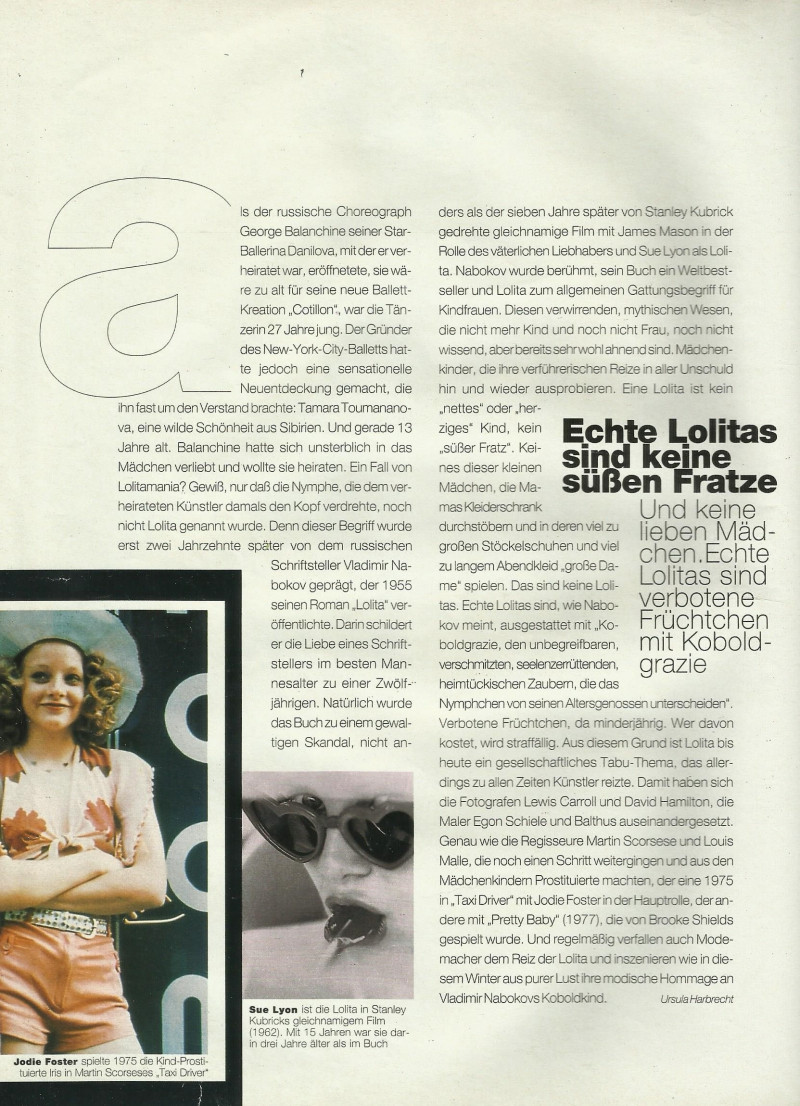 Tasha Tilberg featured in Lo!Lola!Lolita!, October 1996