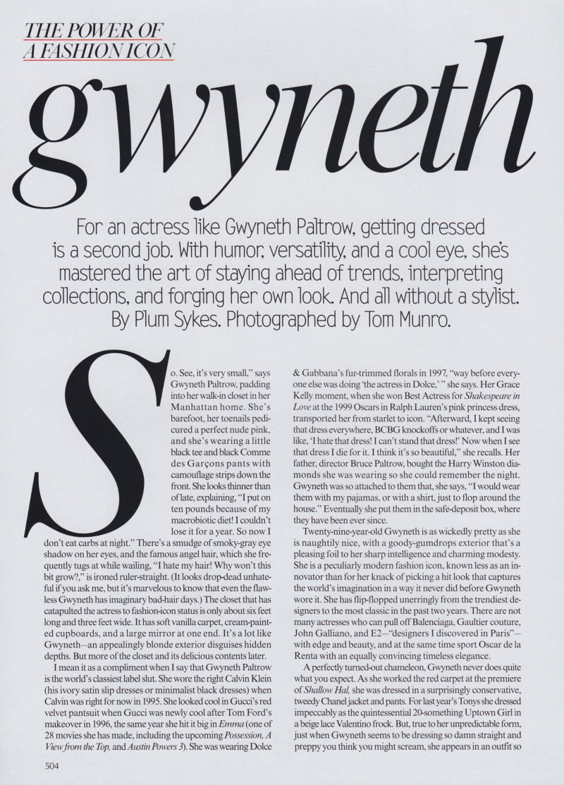 The Power of a Fashion Icon: Gwyneth, March 2002