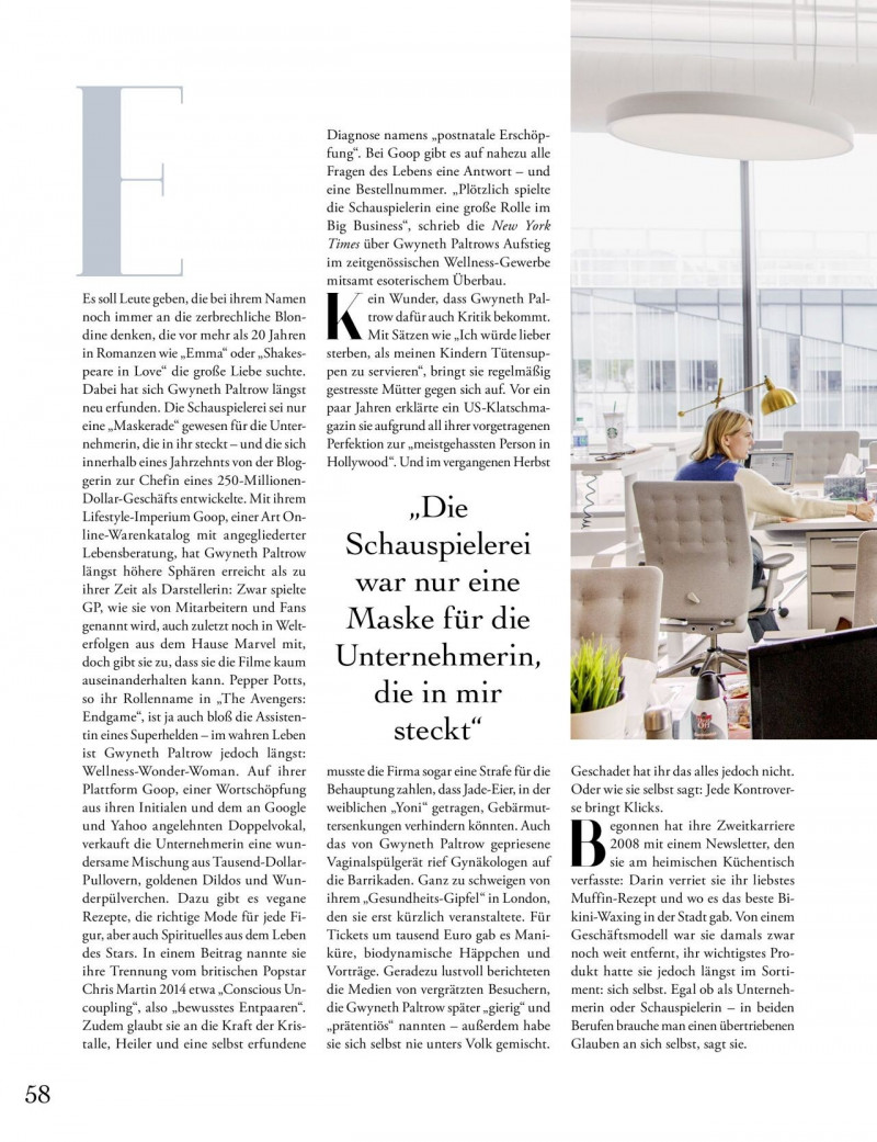 Gwyneth Paltrow featured in Gwyneth Gespür fürs Geschäft, October 2019