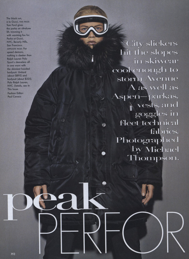 Carolyn Murphy featured in Peak Performance, October 1998