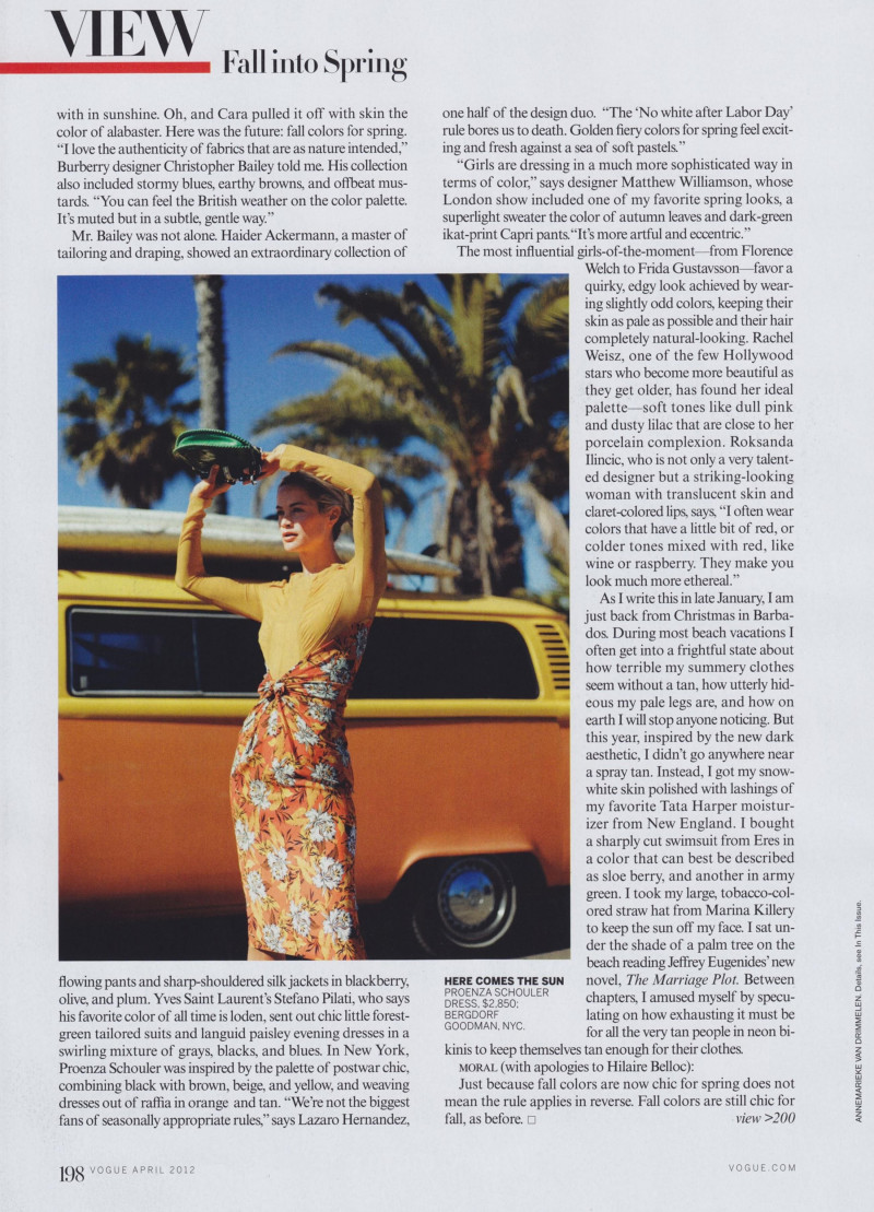 Carolyn Murphy featured in View - Fall into Spring: Autumn\'s Tale, April 2012