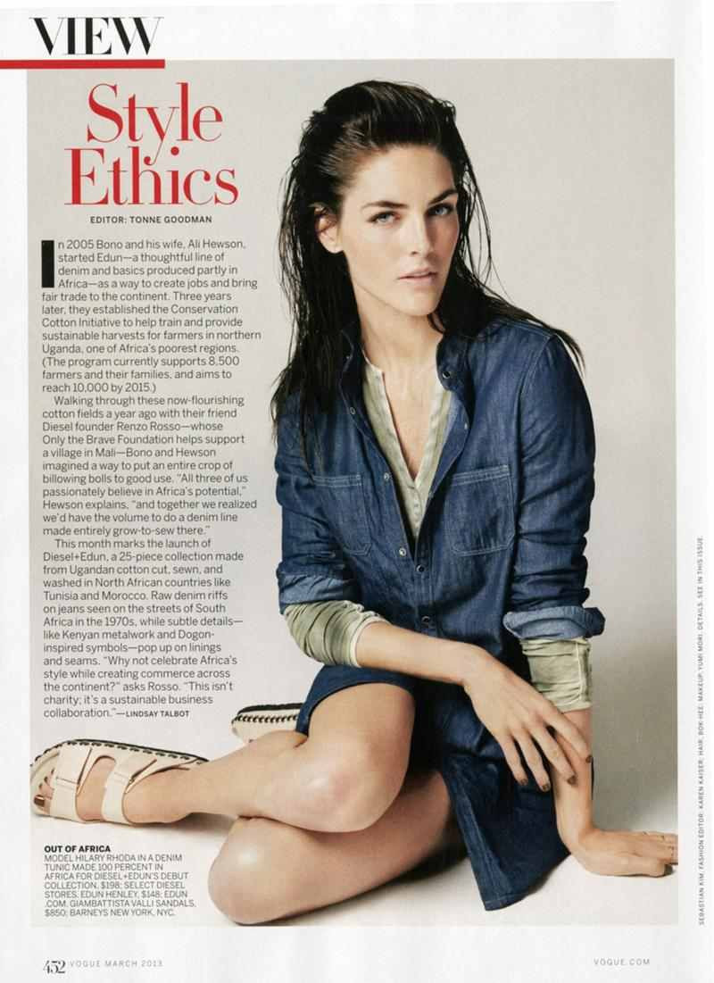 Hilary Rhoda featured in Style Ethics, March 2013