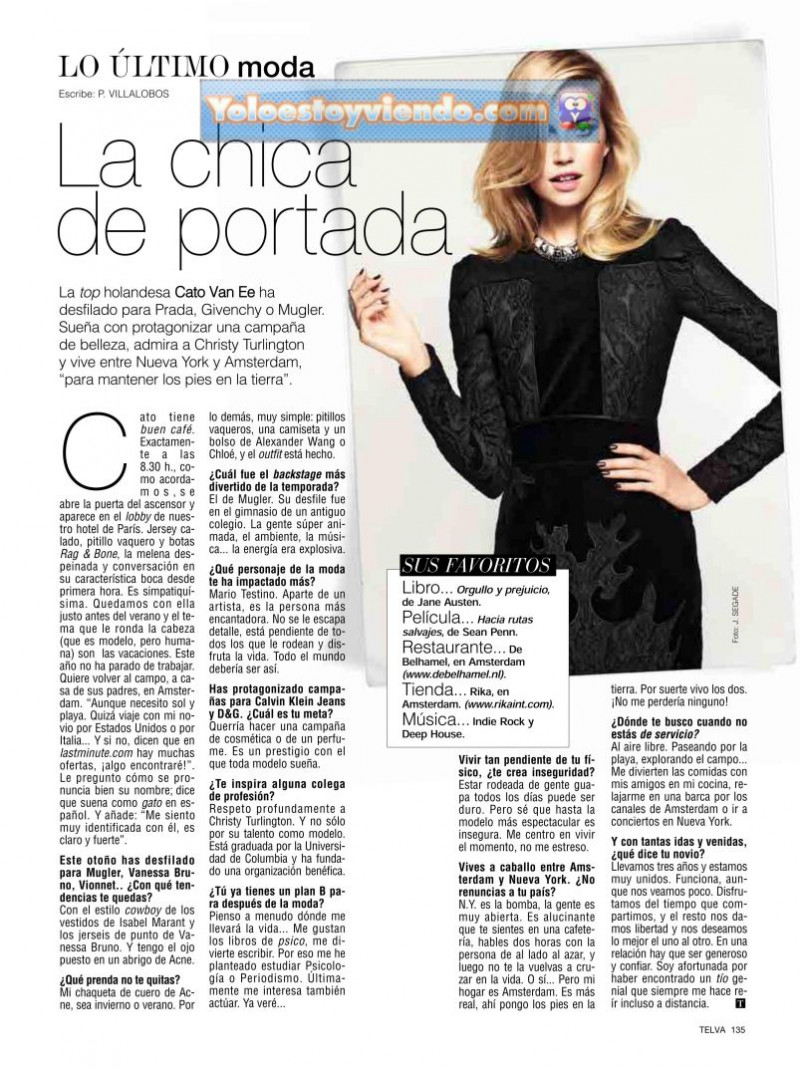 Cato van Ee featured in La chica de portada, September 2012