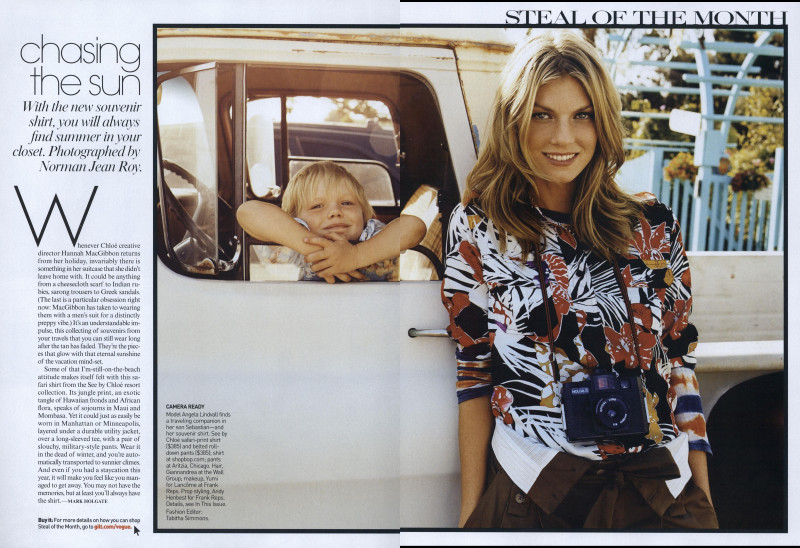 Angela Lindvall featured in Steal of the Month: Chasing the Sun, January 2010