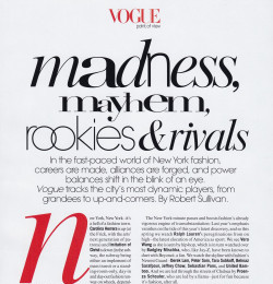 Vogue Point of View: Madness, Mayhem, Rookies & Rivals