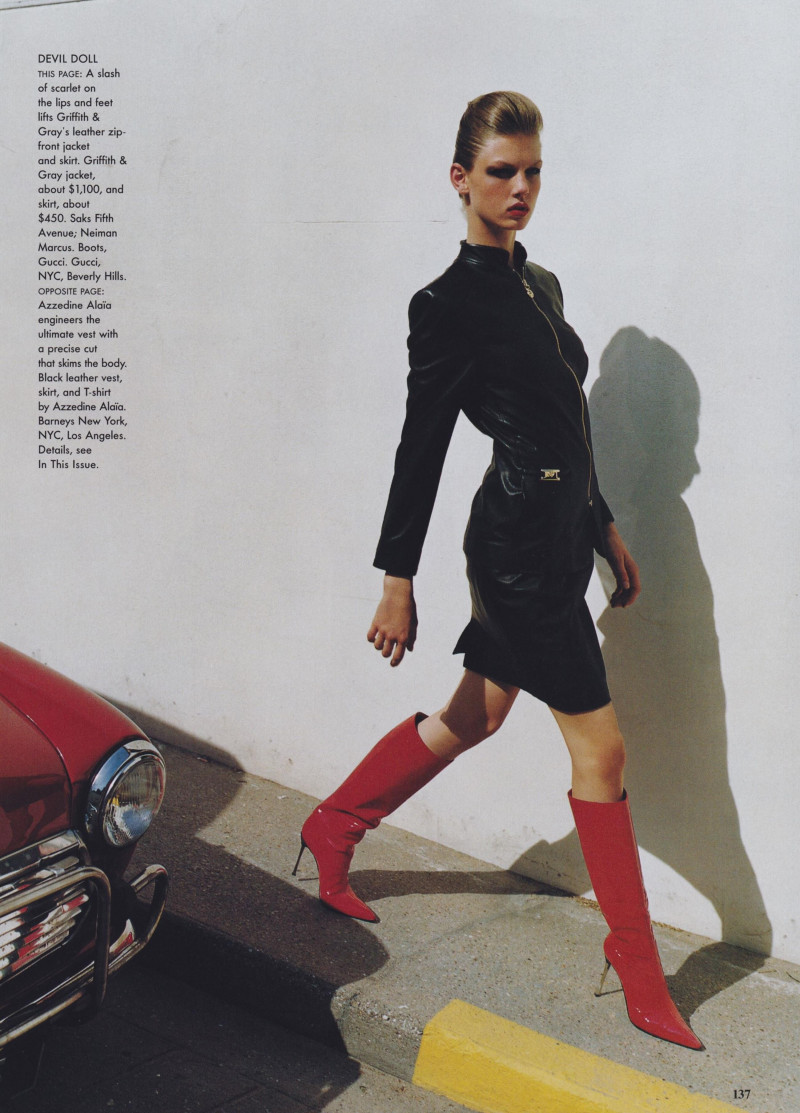 Angela Lindvall featured in Leather Forecast, July 1997