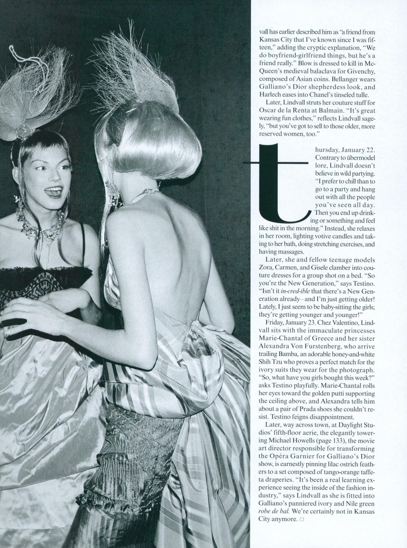 Angela Lindvall featured in Lights, Camera, Couture, April 1998
