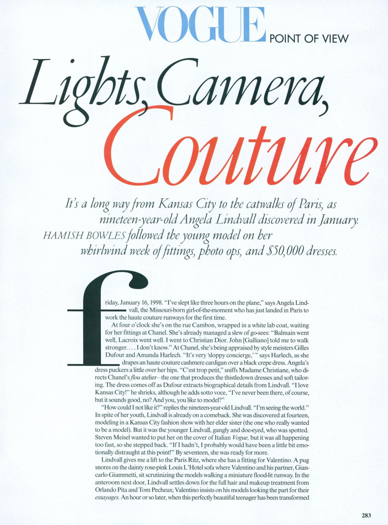 Lights, Camera, Couture, April 1998