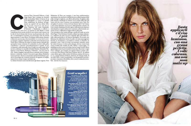 Angela Lindvall featured in Senza Trucco, March 2014