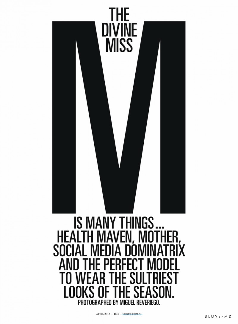 The Divine Miss M, April 2013