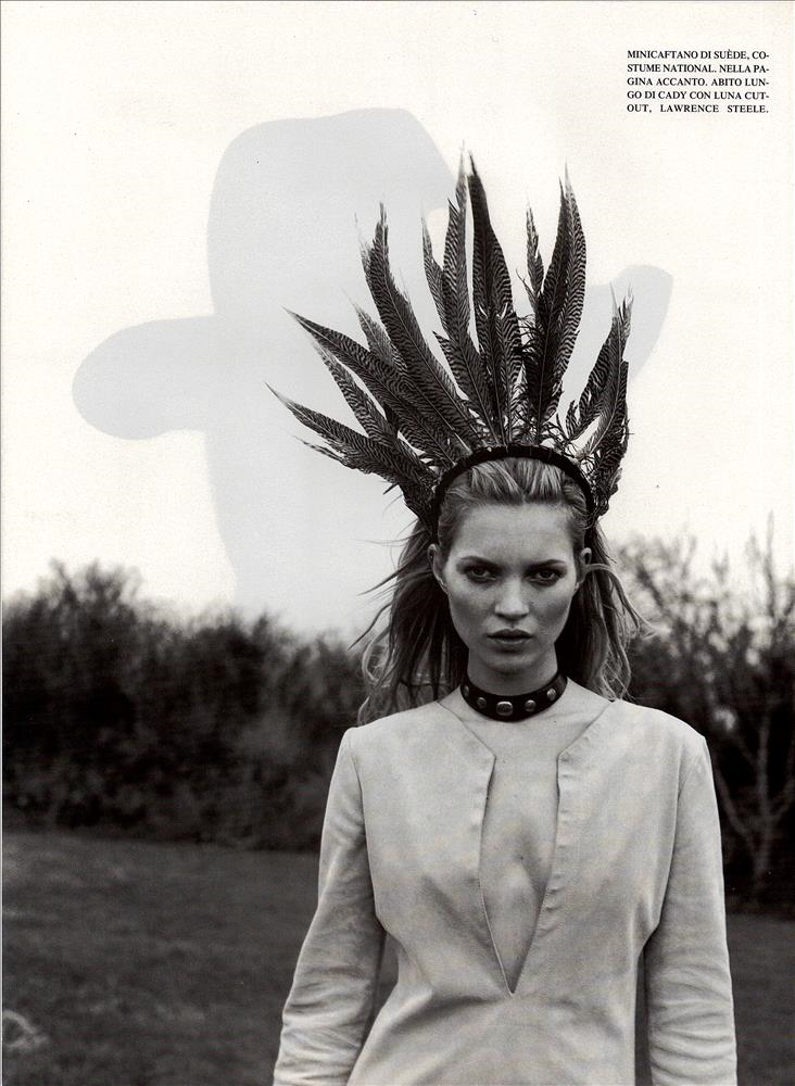 Kate Moss featured in Una Storia, March 1996