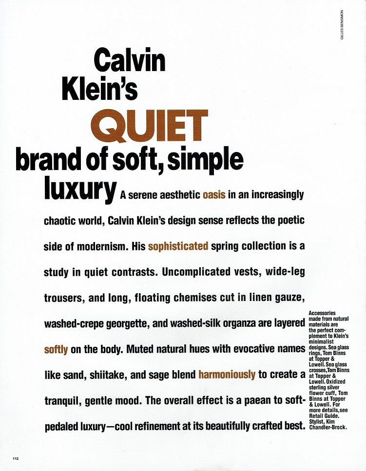 Calvin Klein\'s Quiet Brand..., February 1993