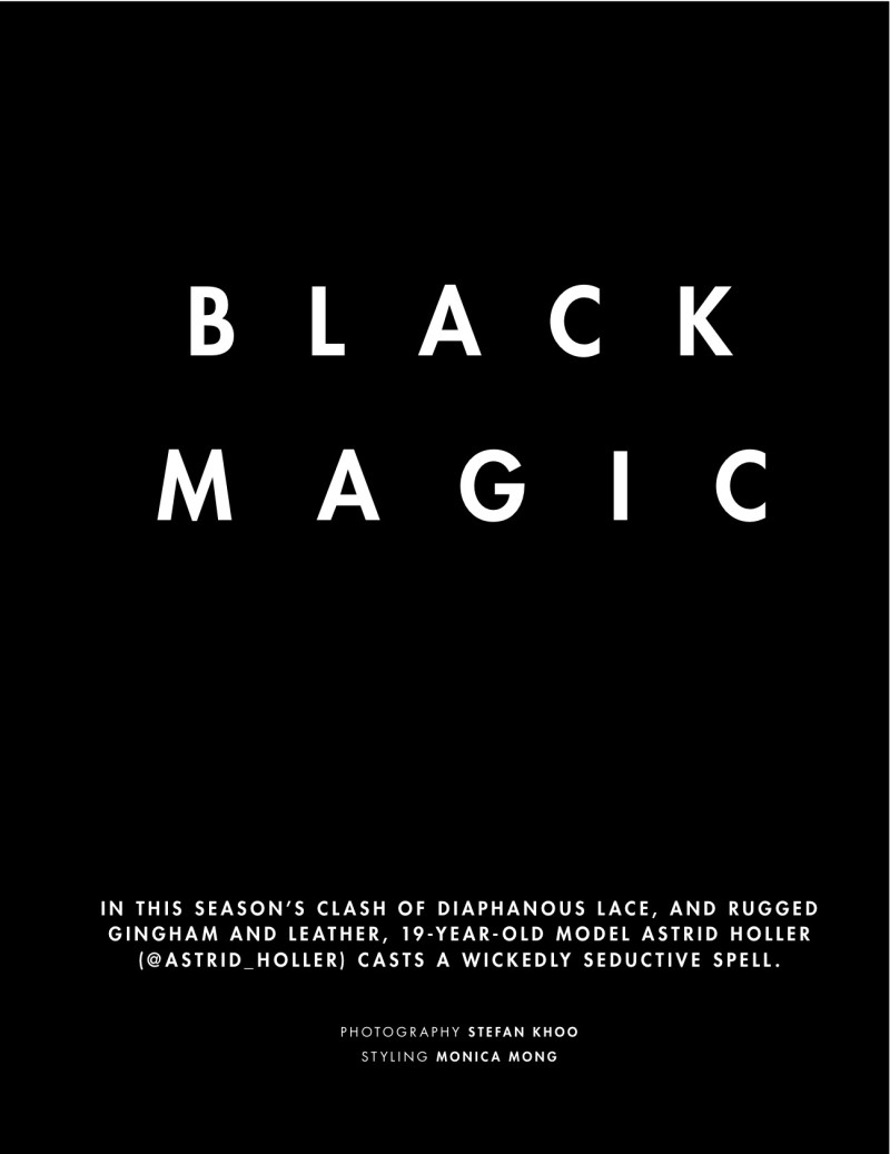 Astrid Holler featured in Black Magic, March 2016