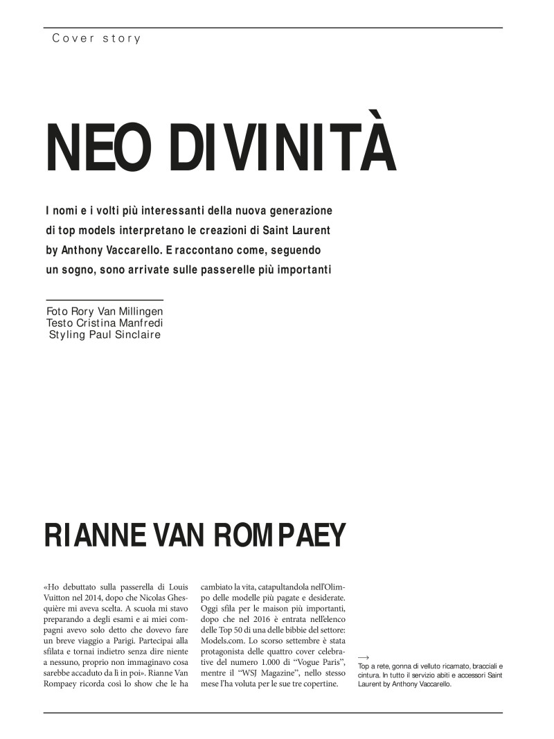 Rianne Van Rompaey featured in Neo Divininita, June 2020