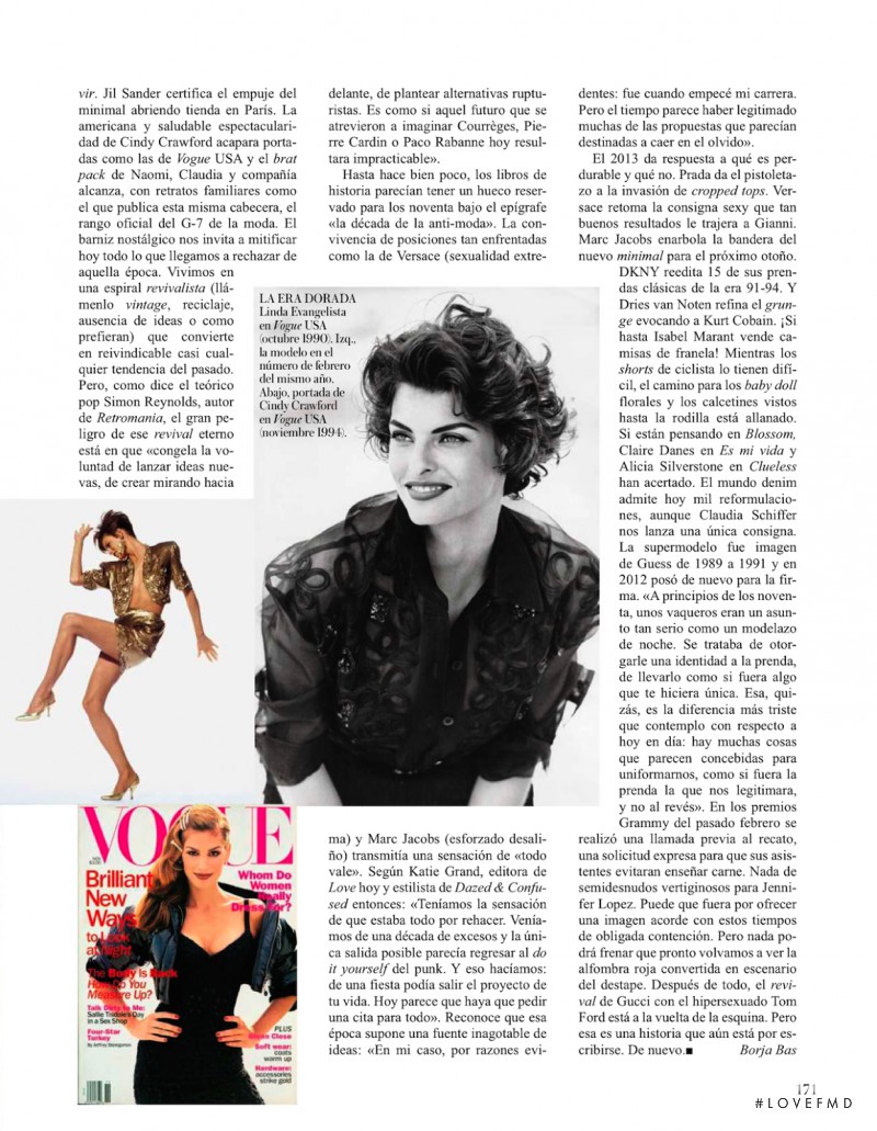 Linda Evangelista featured in Ha Pasado Un Angel, April 2013