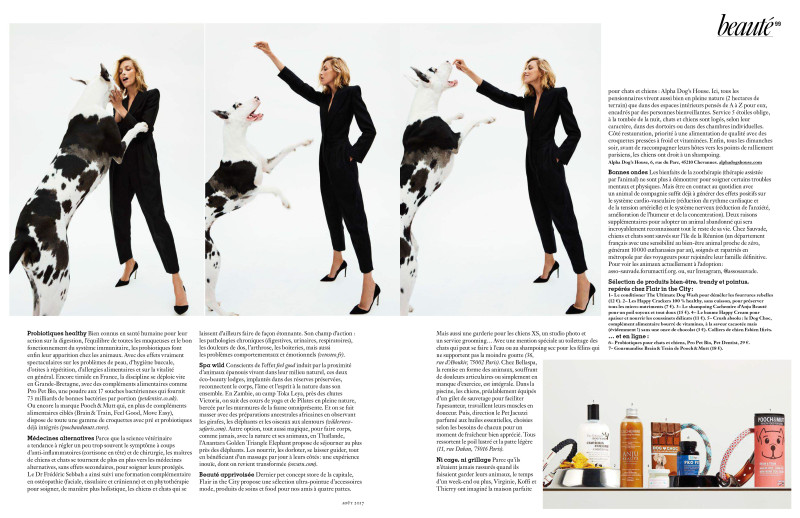 Anja Rubik featured in Bien-être Animal, August 2017