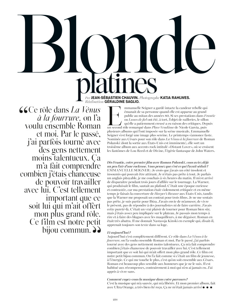 Blonde Platines, April 2014