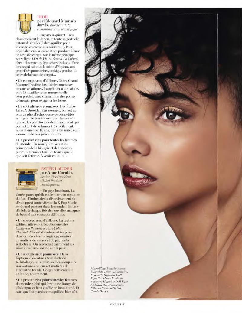 Hana Jirickova featured in Géo Cosmétique, November 2013