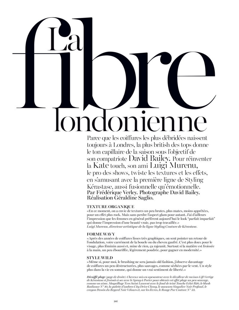 Kate Moss featured in La Fibre Londonienne, August 2013