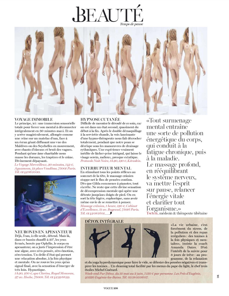 Franziska von Tschurtschenthaler featured in Temps De Pause, April 2013