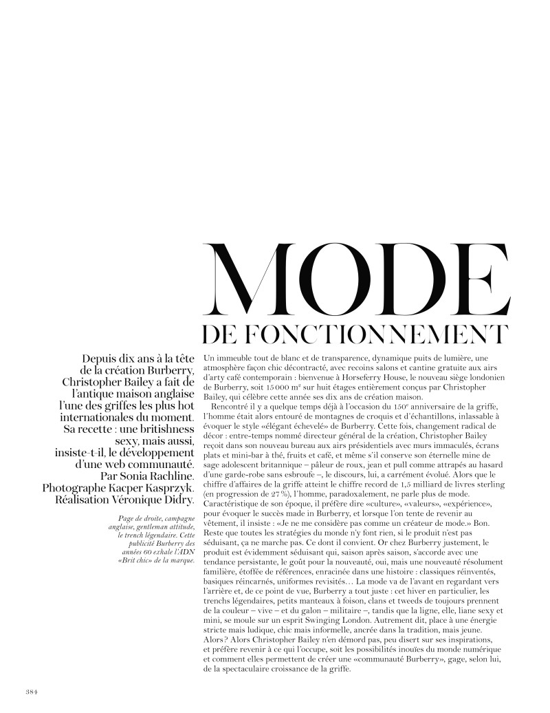 Zuzanna Bijoch featured in Mode De Fonctionnement, October 2011