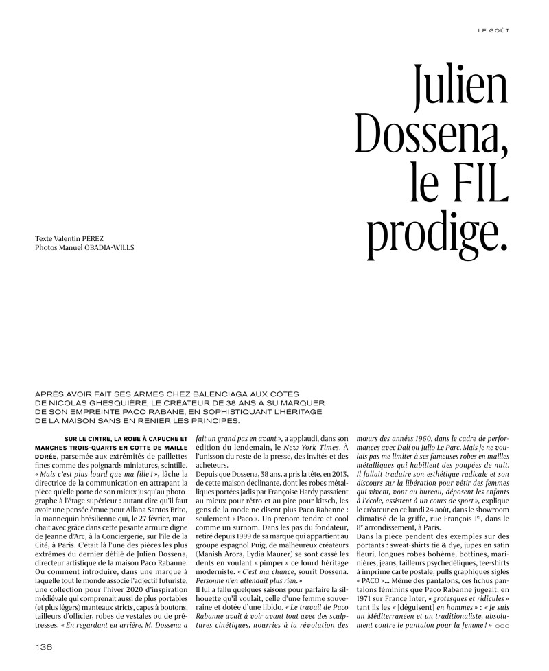 Julien Dossena, Le Fil Prodige, September 2020