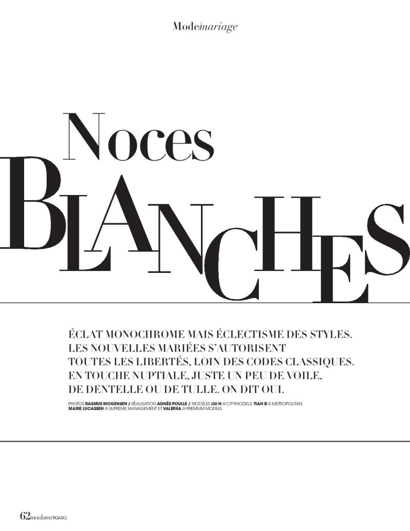 Valeriia Karaman featured in Noces Blanches, January 2019