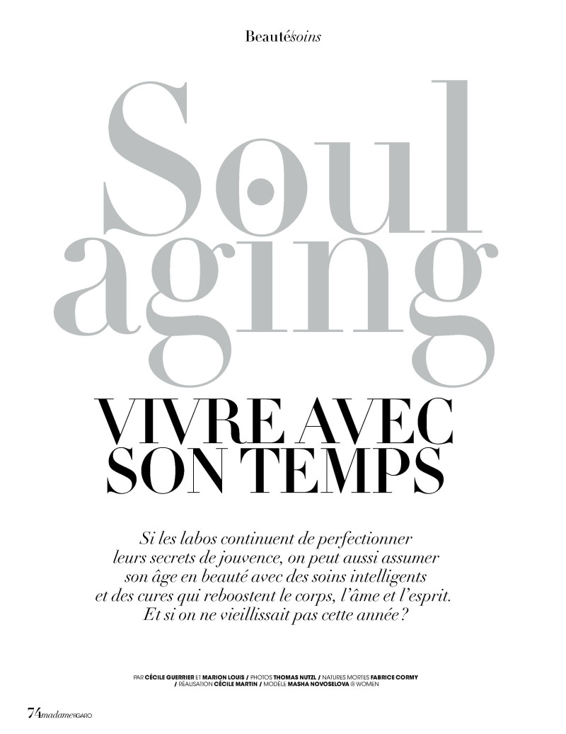 Masha Novoselova featured in Soul Aging: Vivre Avec Son Temps, January 2019