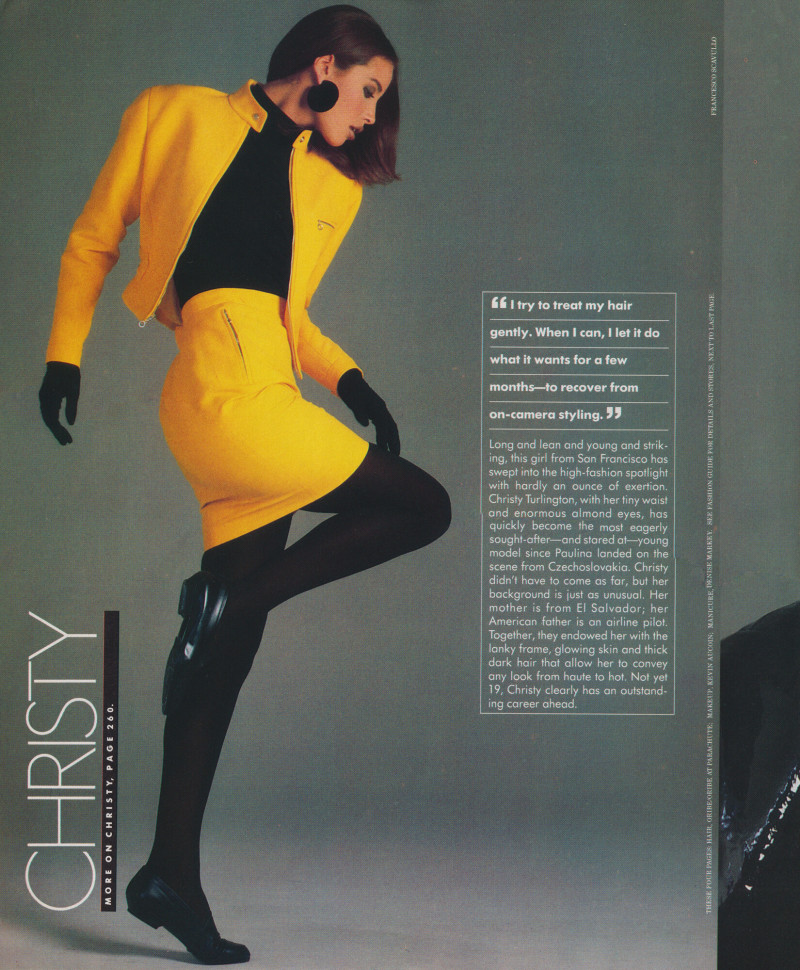 Christy Turlington featured in America\'s 10 most beautiful women reveal their beauty secrets, October 1987