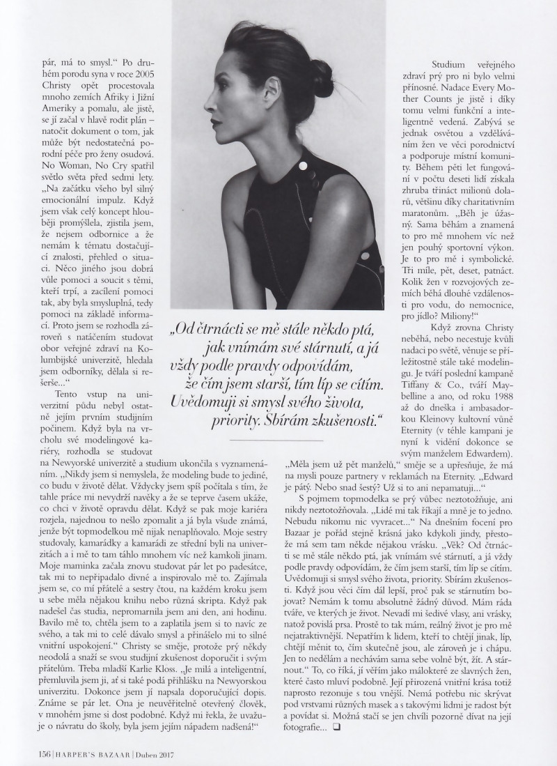 Christy Turlington featured in Realna zena, April 2017