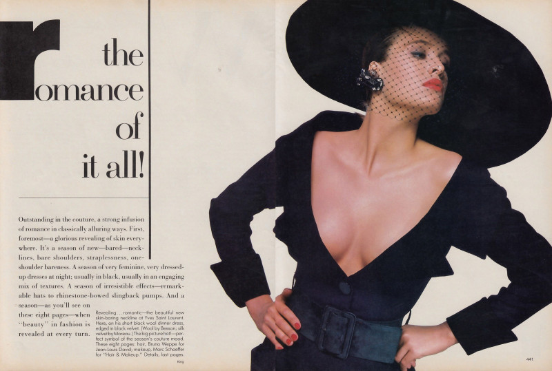 Christy Turlington featured in The romance of it all, October 1986