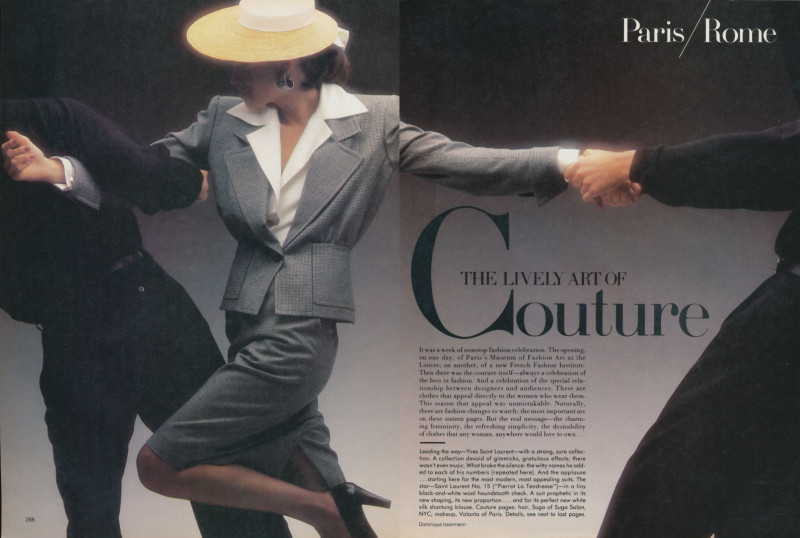 Christy Turlington featured in The lively art of couture, August 1986